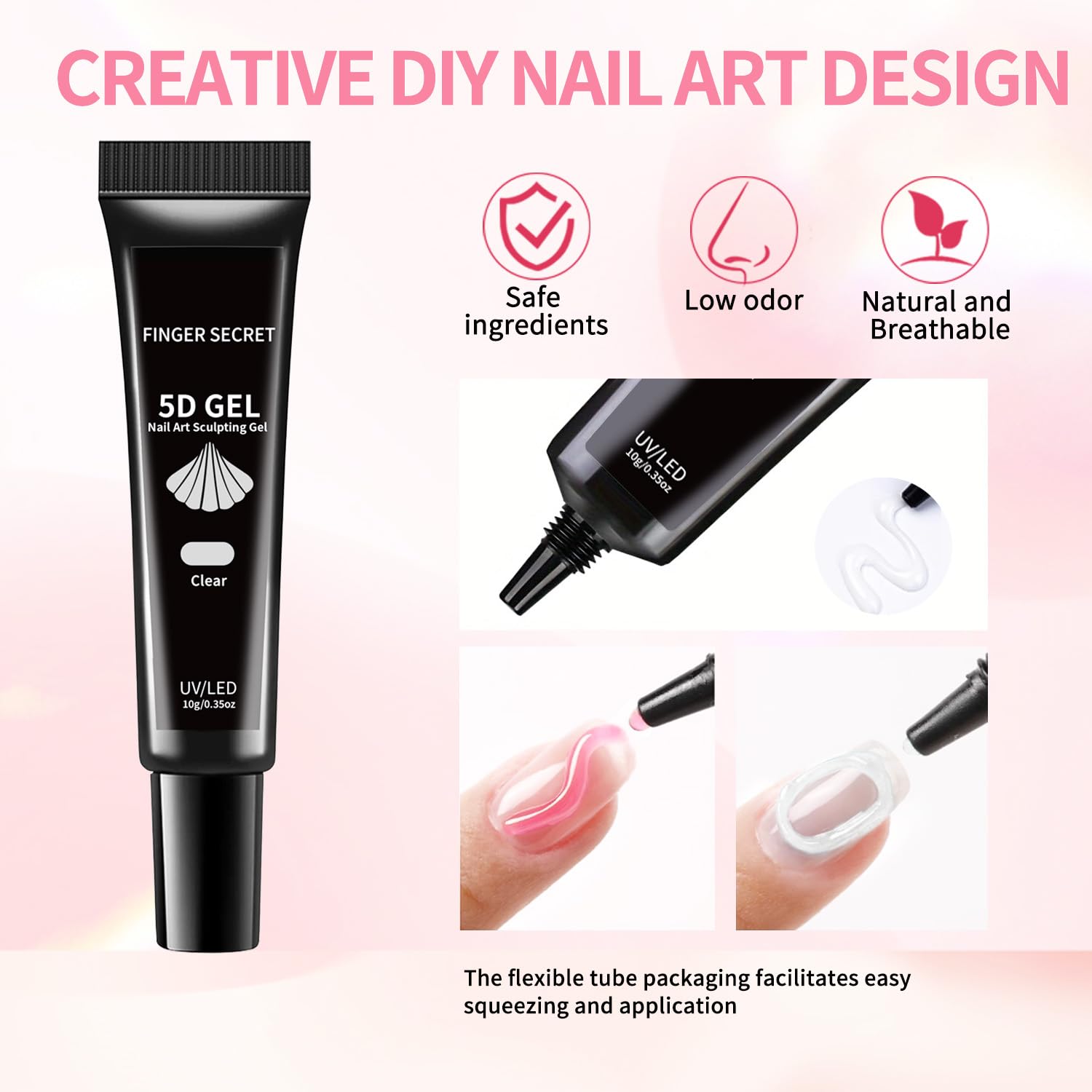 Close up of 5D sculpting gel texture for nail art