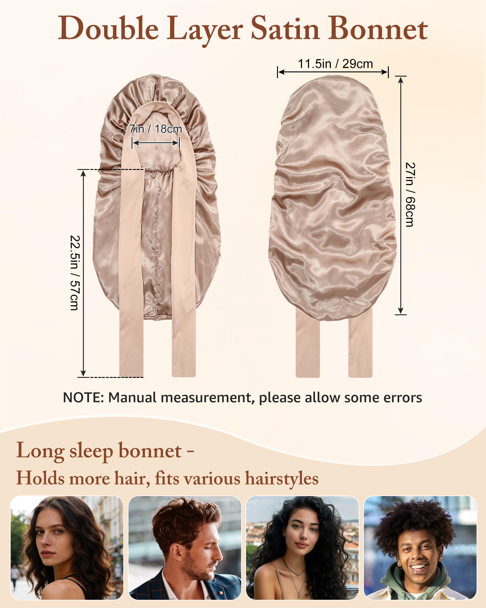 AWAYTR night sleeping cap showing interior layer of smooth satin fabric