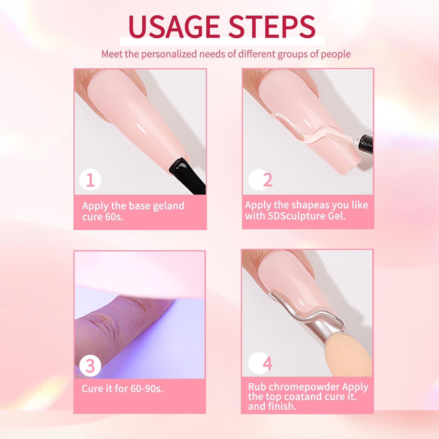 Example of 3D nail art created with sculpting gel