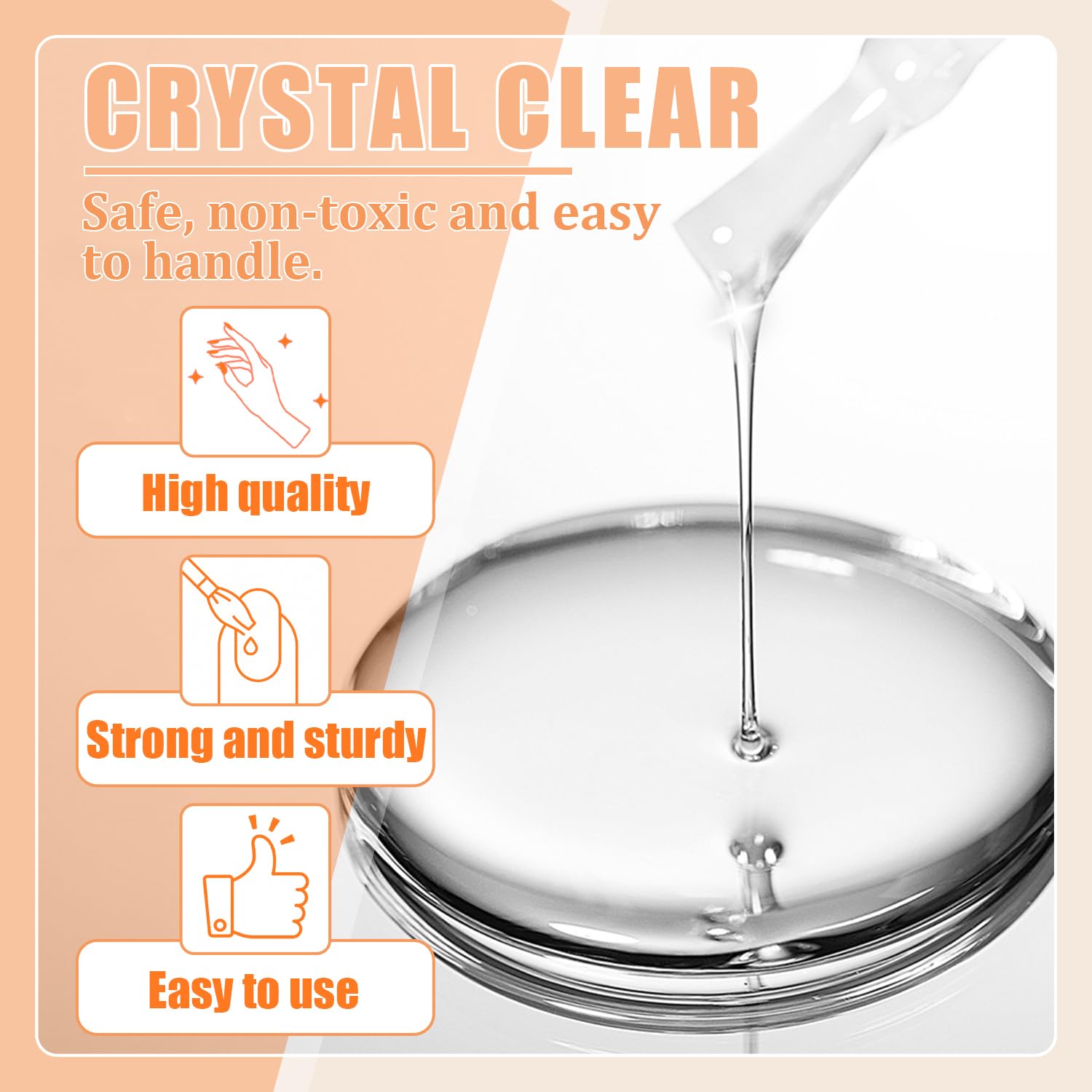 Close up of clear adhesive gel texture for securing nail gems