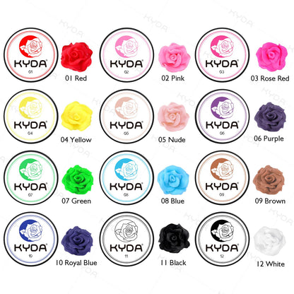Close up of Ownest 3D sculpting gel pots in various vibrant colors