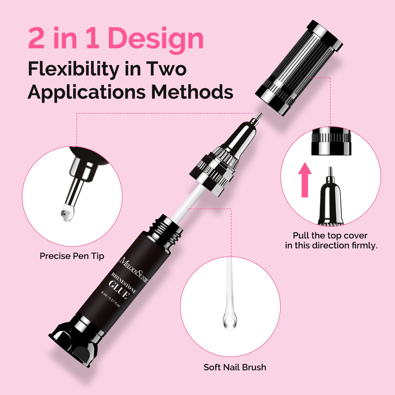 Close up of MelodySusie nail art adhesive gel tube