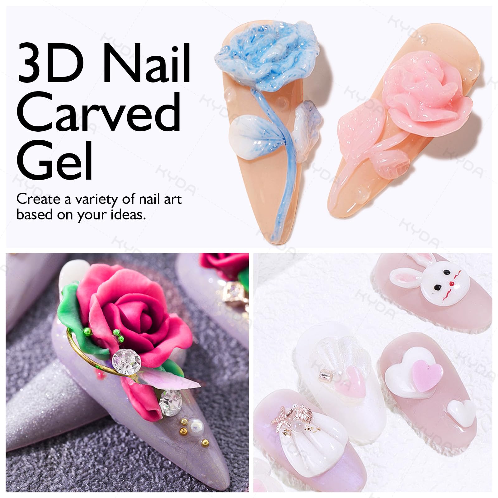 Top view of the 12-color nail gel palette set