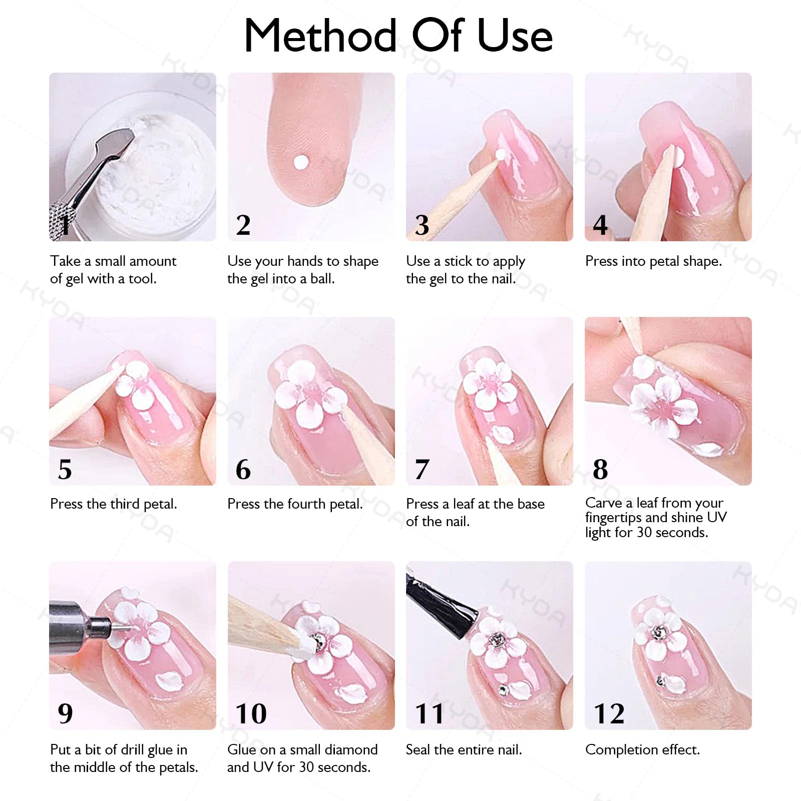 Nail art demonstration showing sculpture glue on natural nails