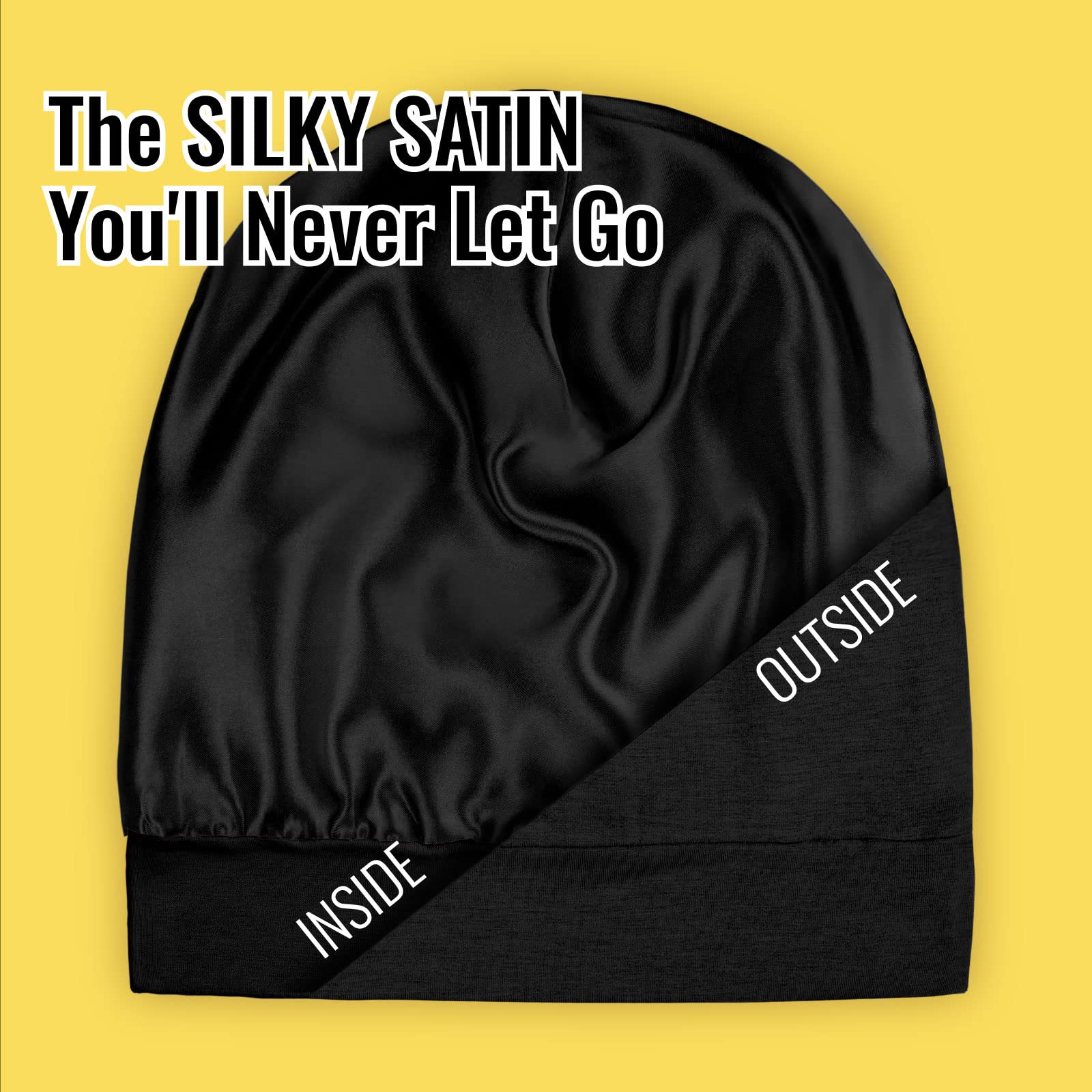 PARISBELLA premium curly hair wrap showing inside silky satin lining fabric layer.