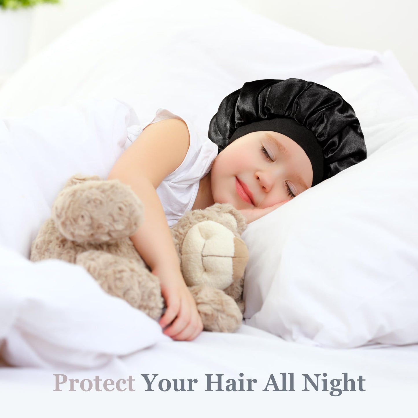 Choshion kids hair wrap for sleeping showing the spacious interior designed for protective braids.