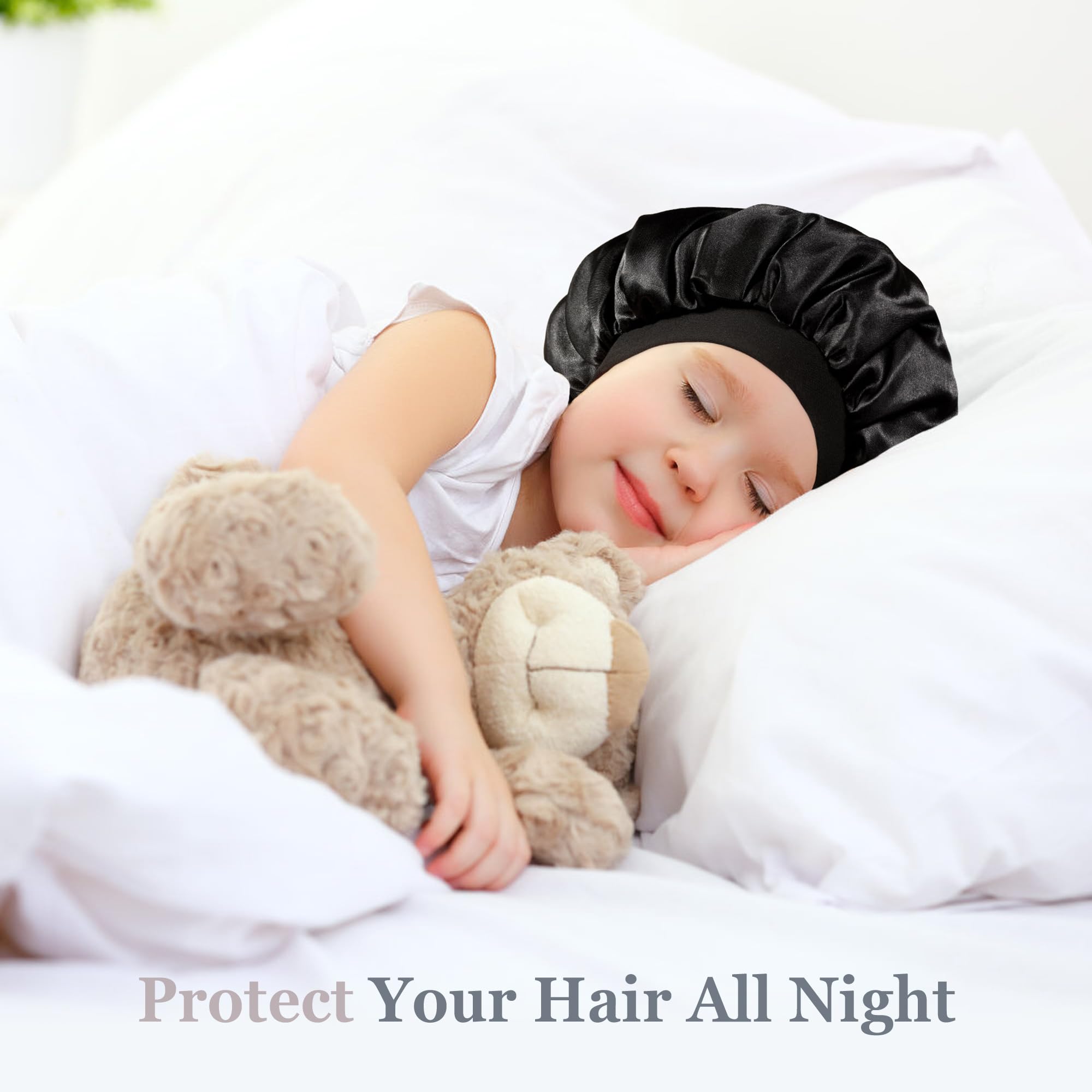Choshion kids hair wrap for sleeping showing the spacious interior designed for protective braids.
