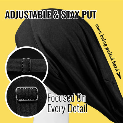 PARISBELLA black night sleep bonnet protecting long braids and curly textures.