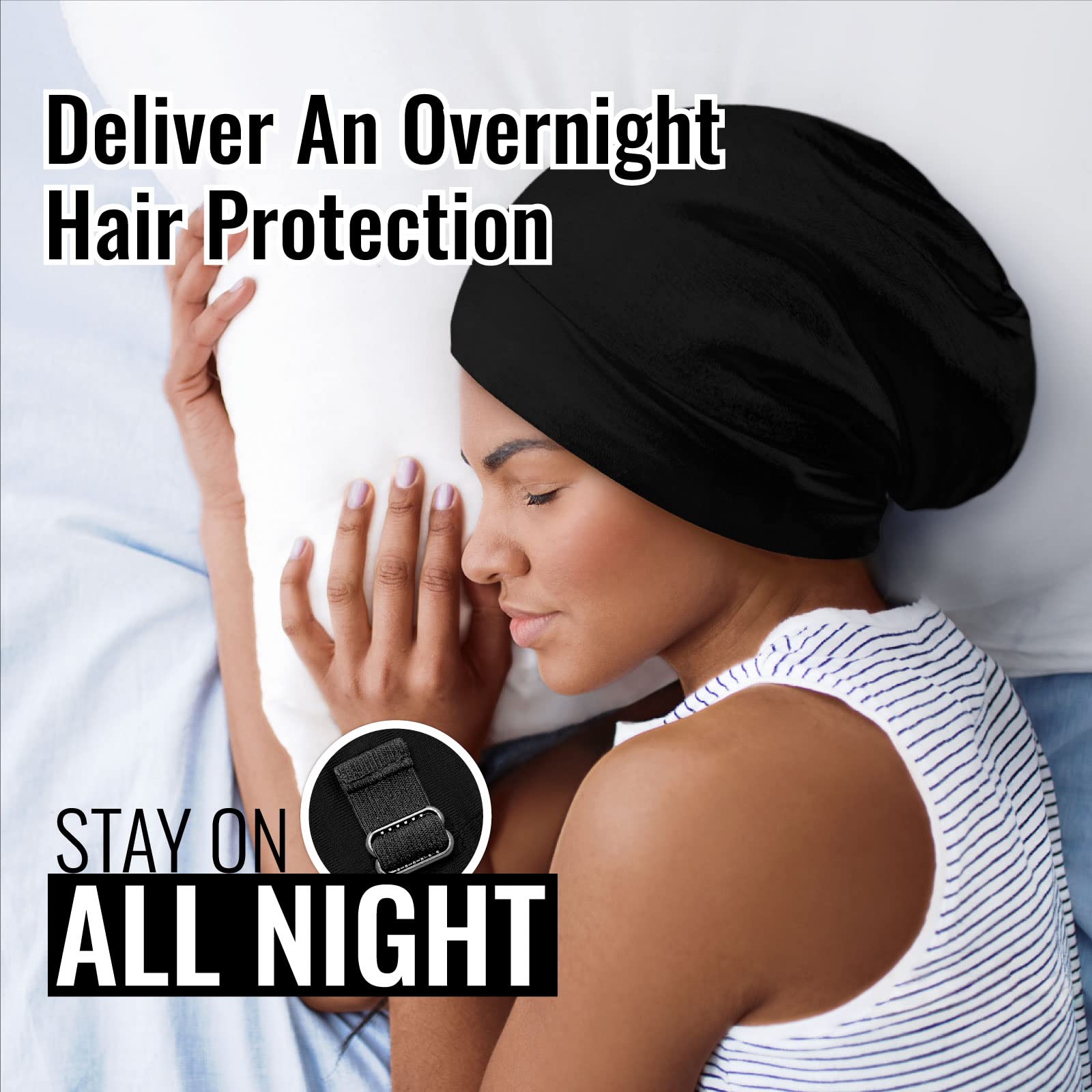 PARISBELLA modal exterior hair cover displaying sleek minimalist black aesthetic design.