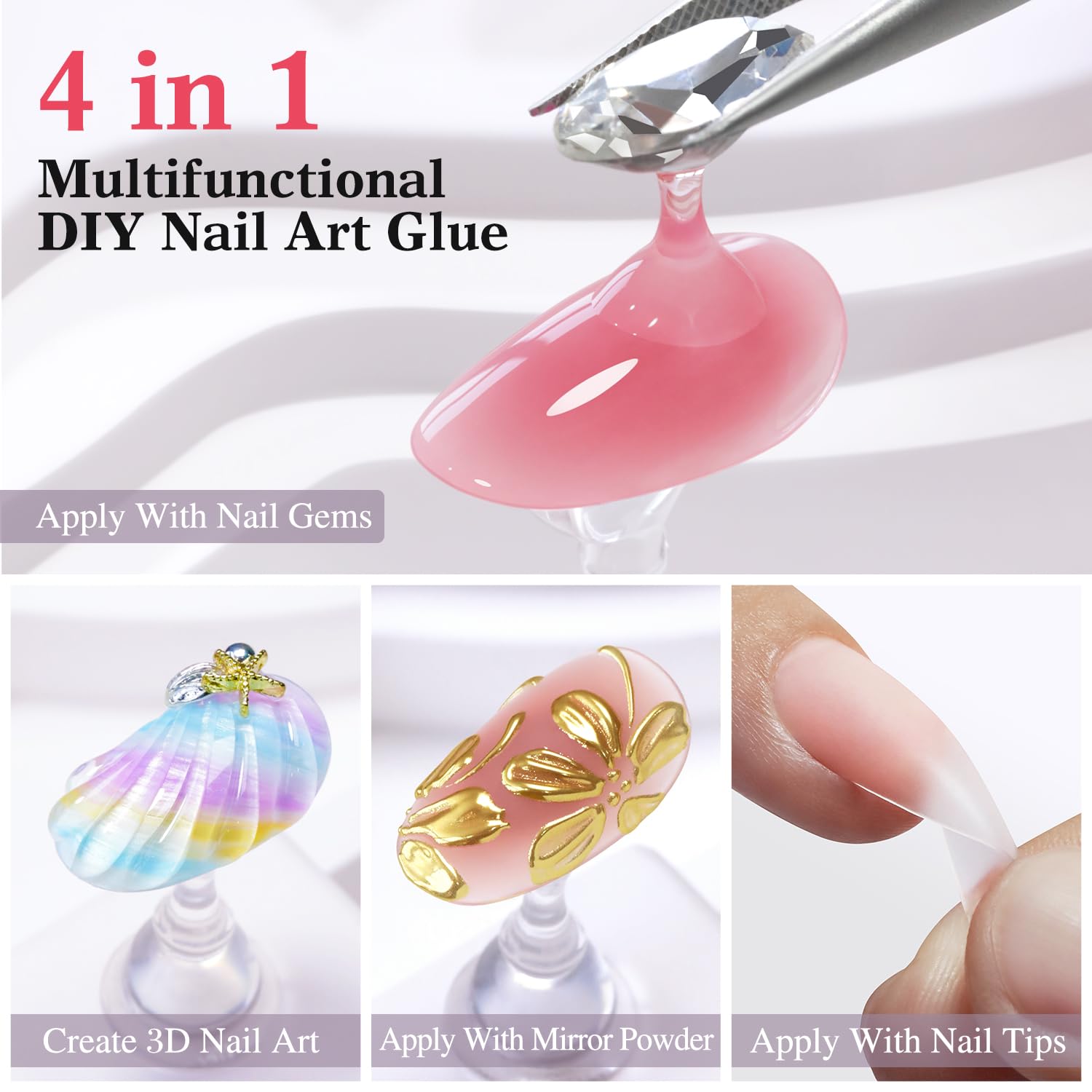 Double Rhythm adhesive tube for 3D nail art decoration