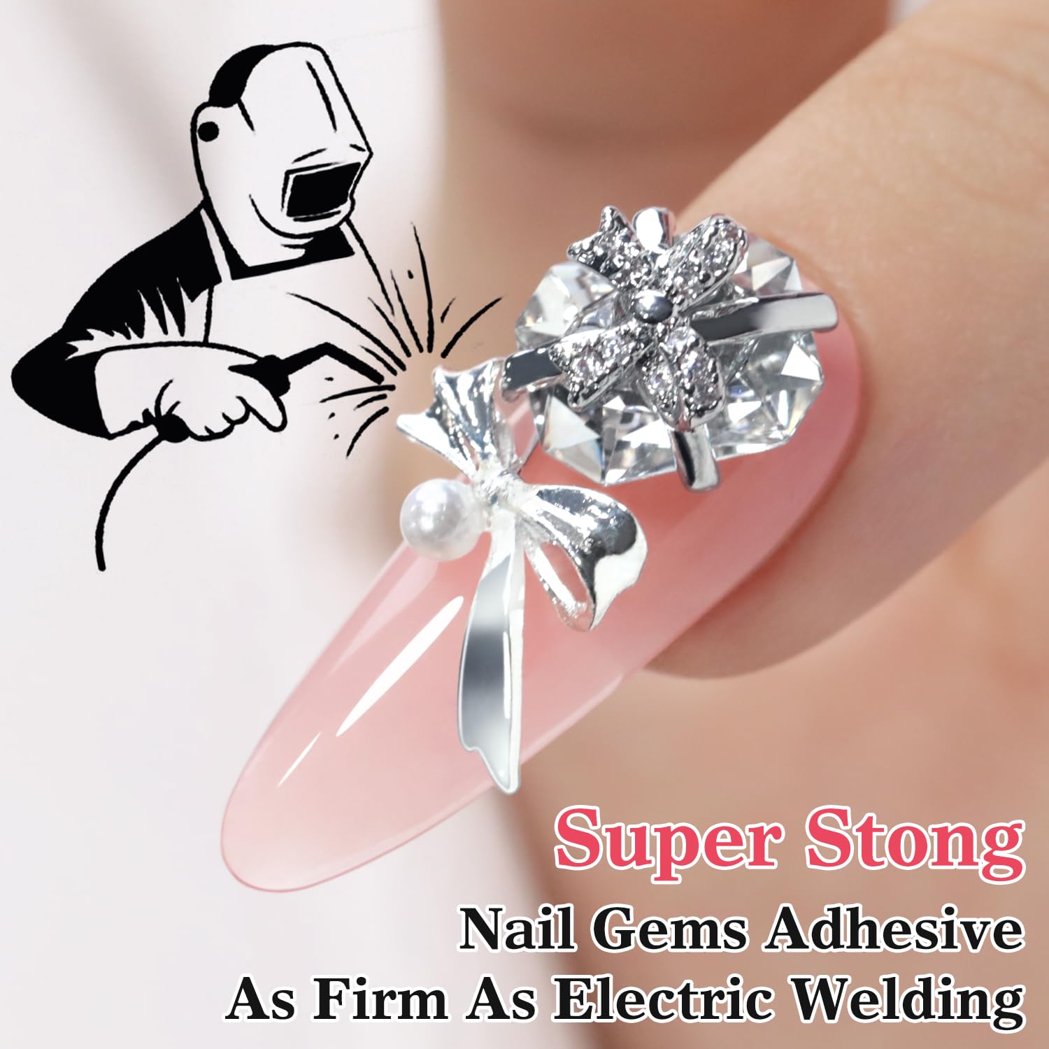 Clear rhinestone gel glue for salon nail designs