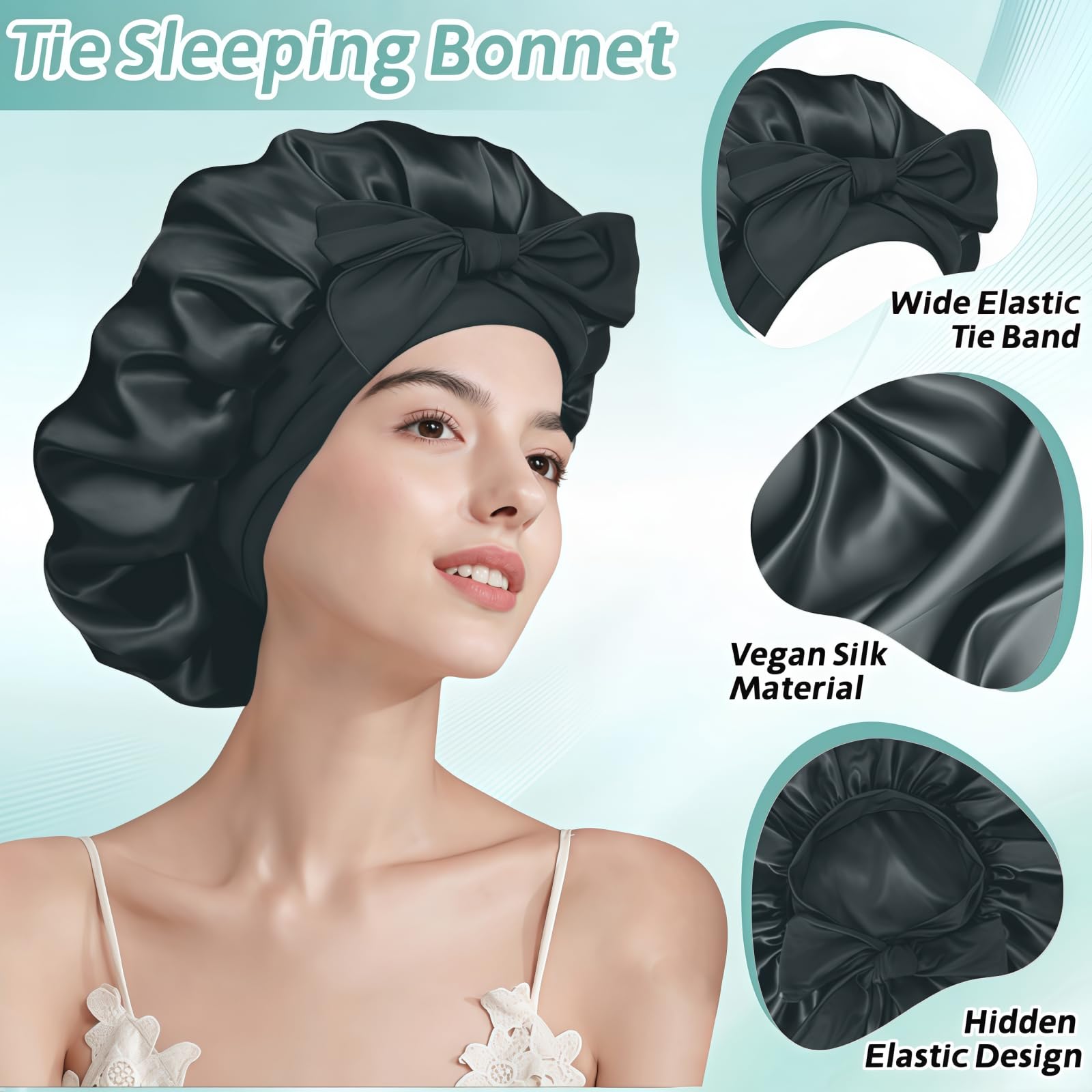VECIIR authentic premium satin bonnet packaging displaying product specifications and imported branding.