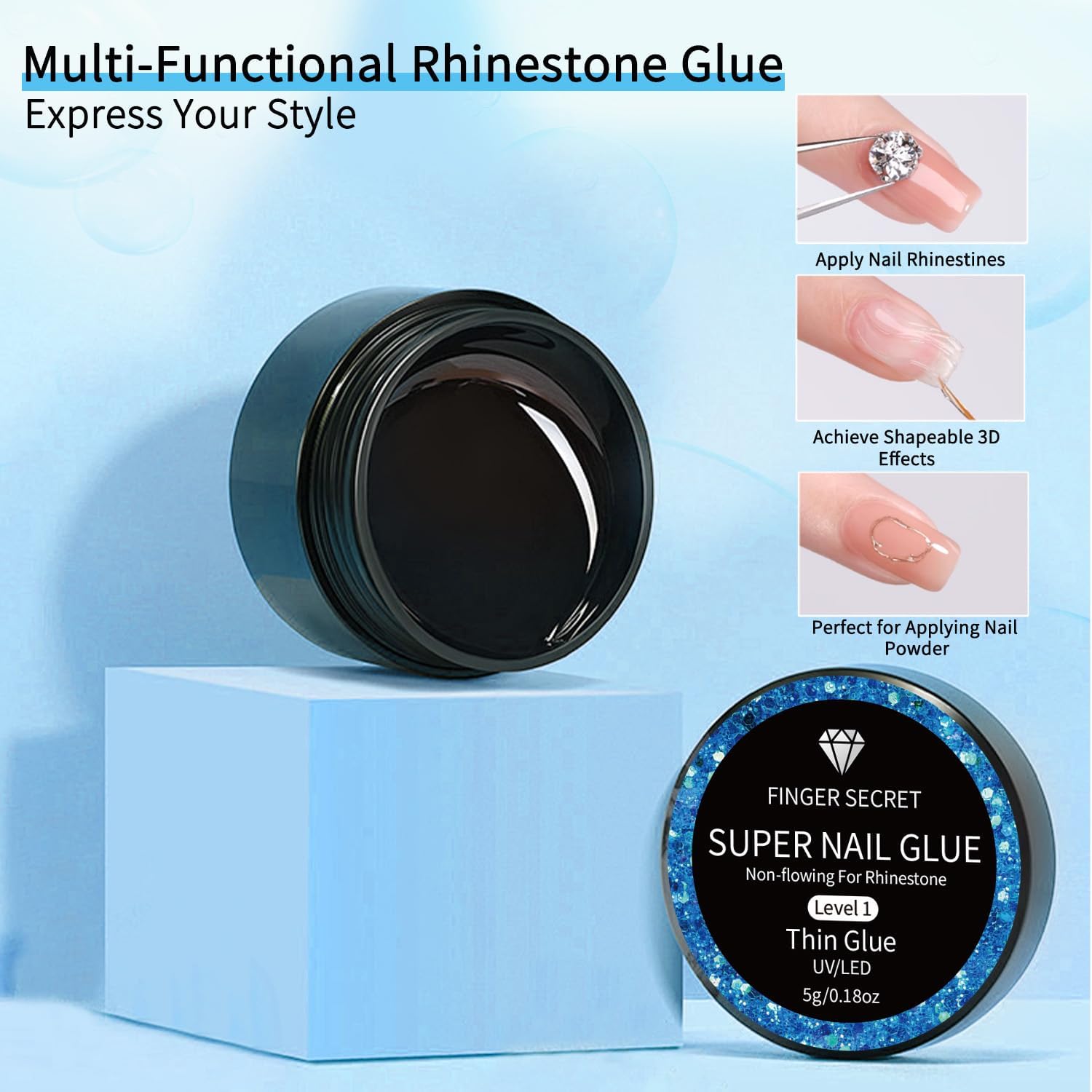 Using Glitz glue for 3D nail charm application