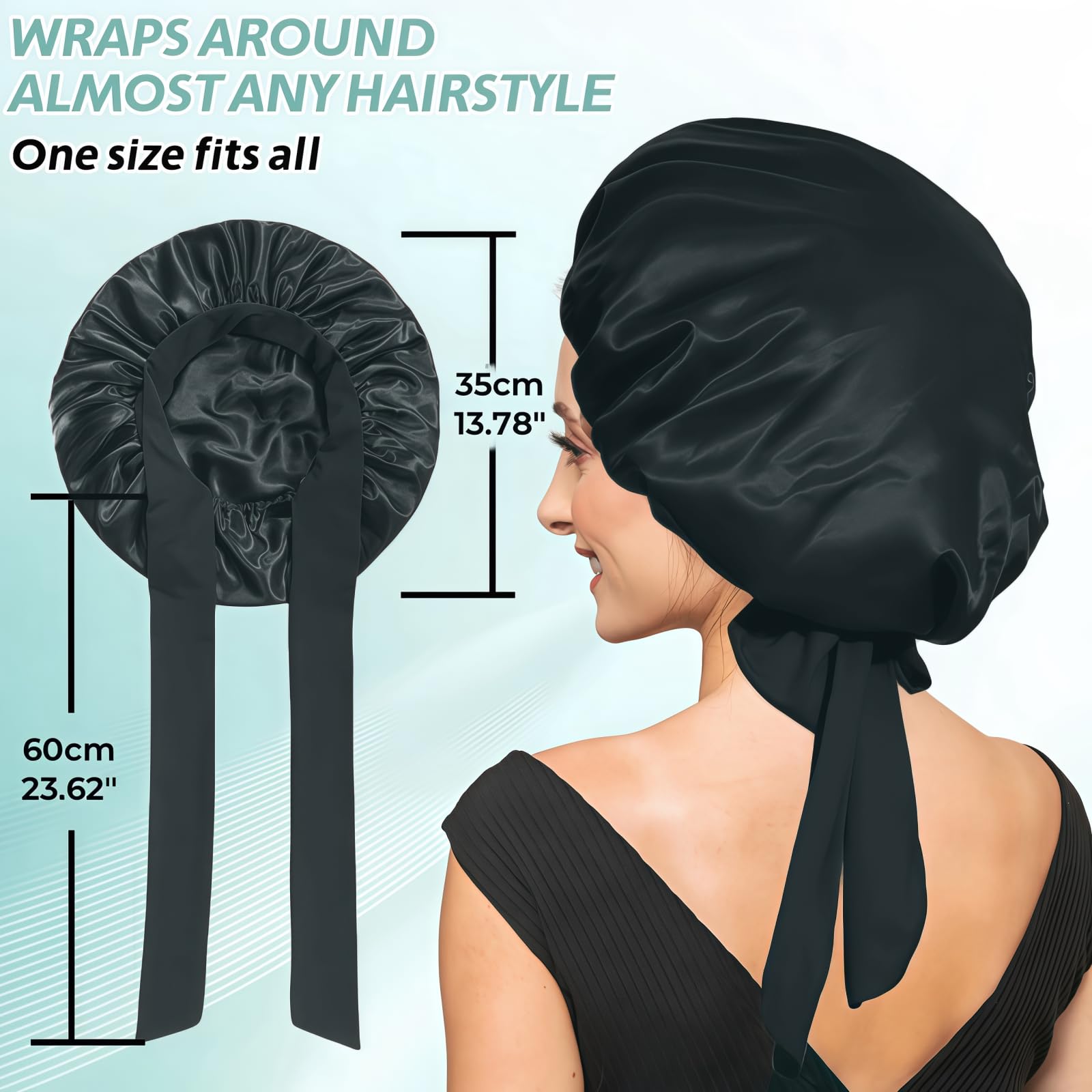 Texture detail of the friction reducing fabric used in the VECIIR anti frizz sleeping bonnet.