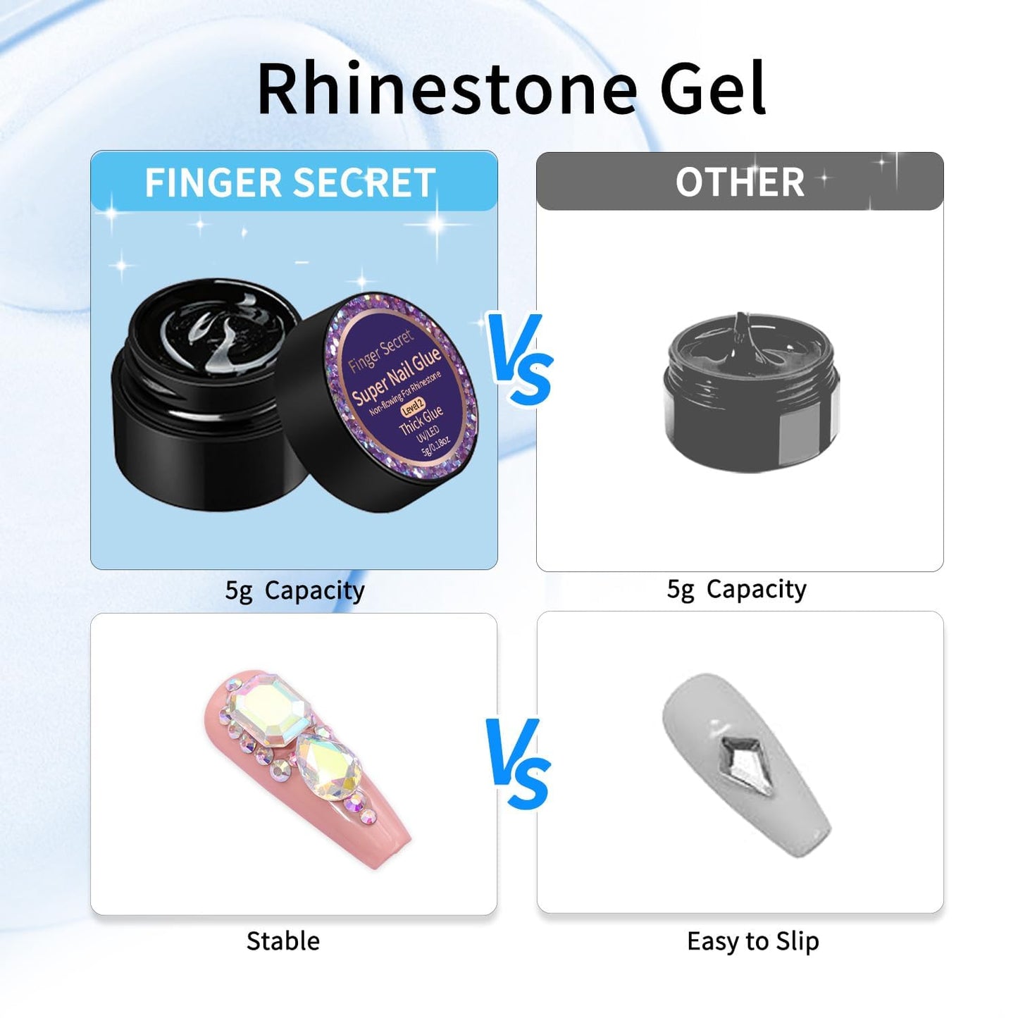Side view of Glitz nail gem adhesive container