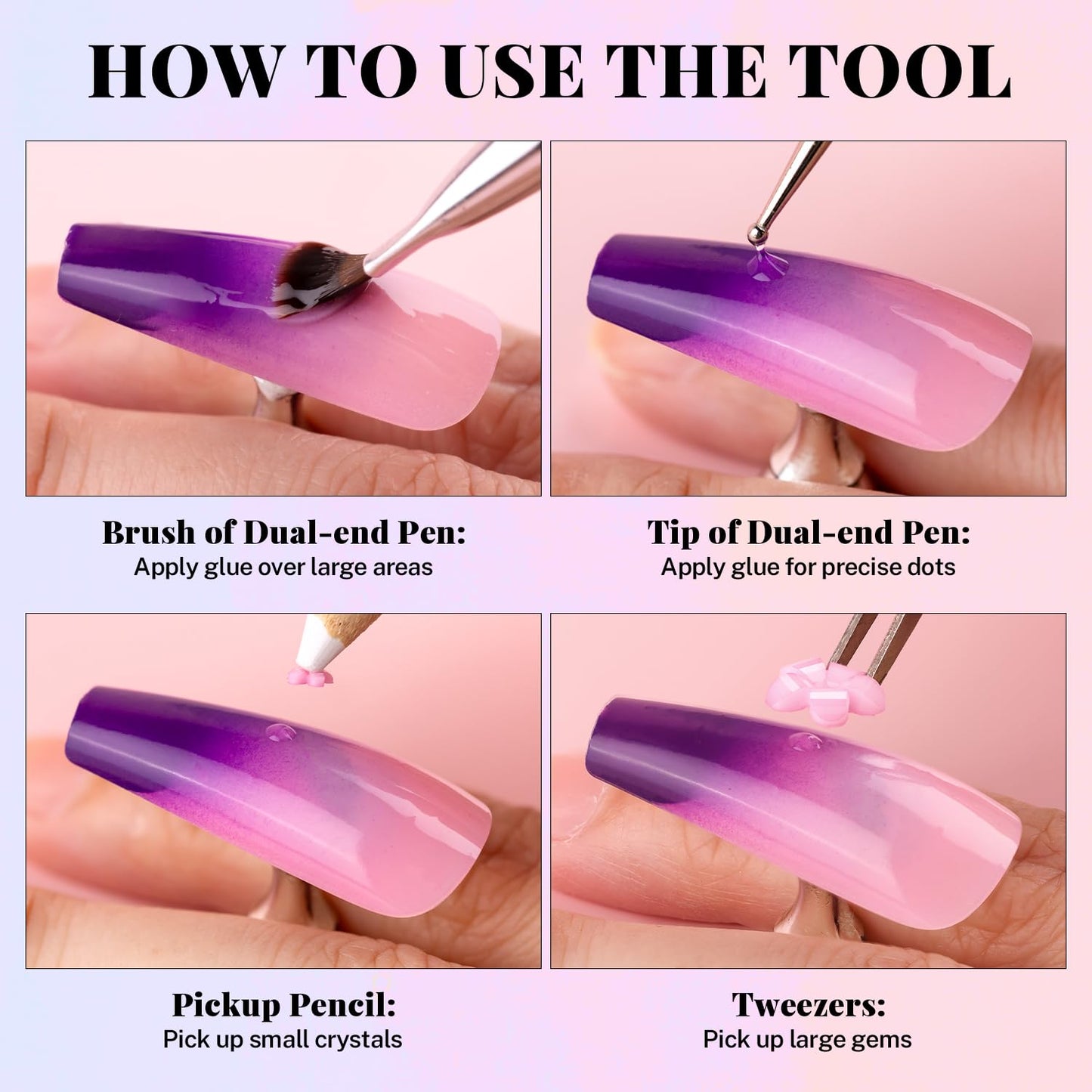 Instructional view of Belleboost 3D nail art application