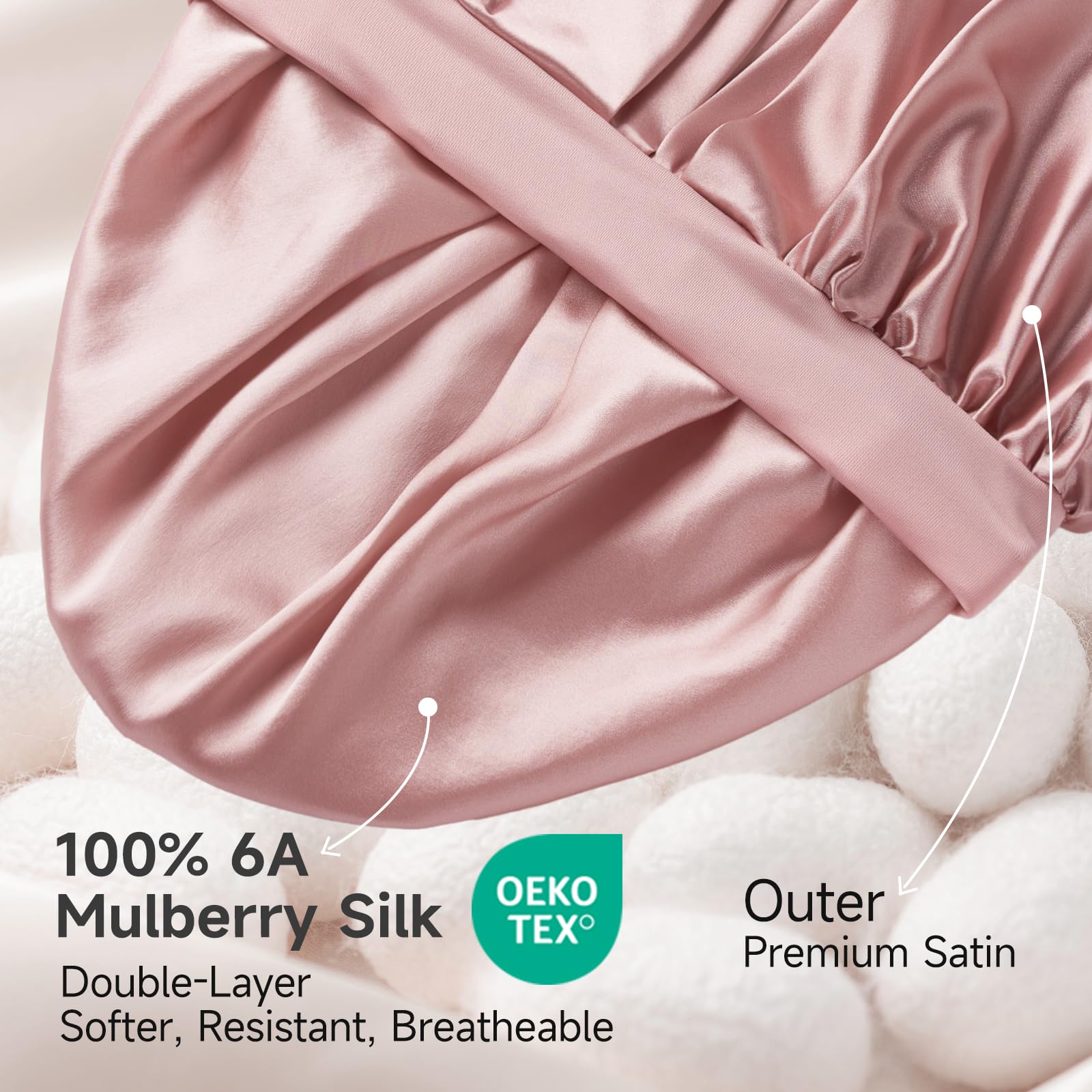 Umisleep real silk sleeping cap inner 22 momme lining detail