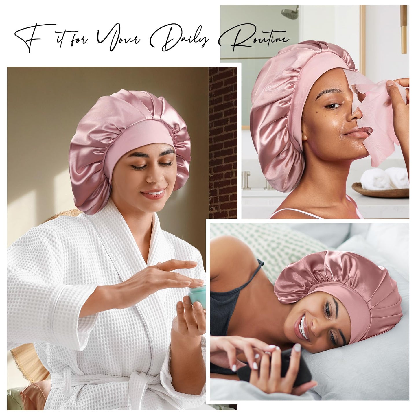 Umisleep 6A grade mulberry silk bonnet showing side fabric texture