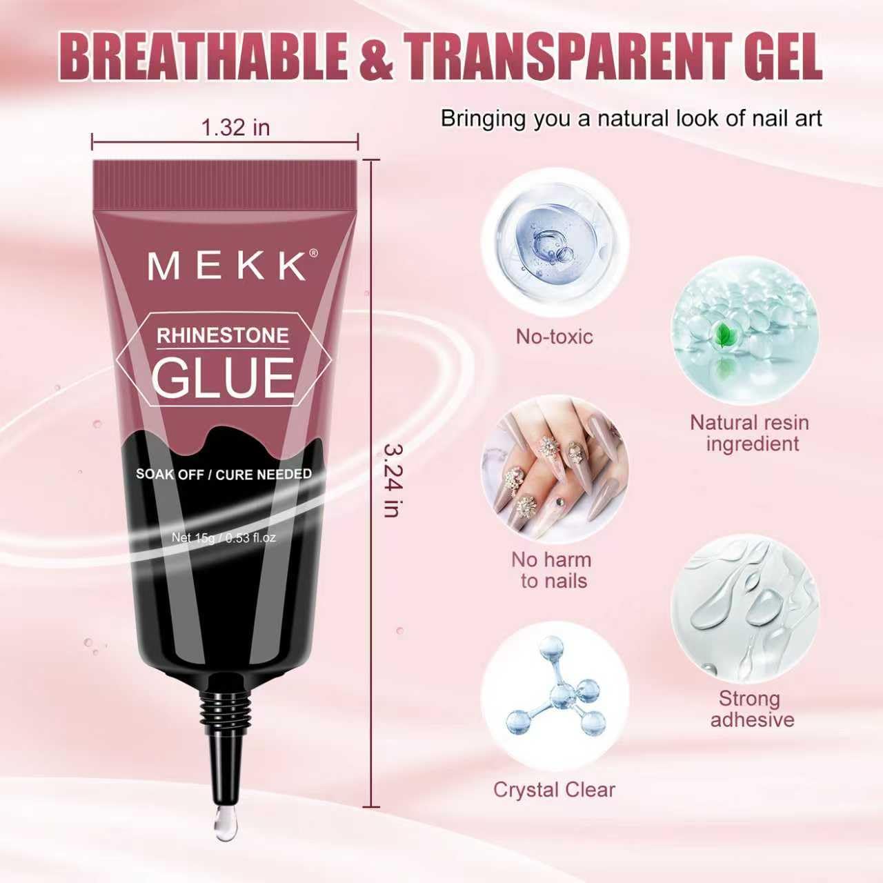 Close up of Mekk nail charm adhesive gel texture