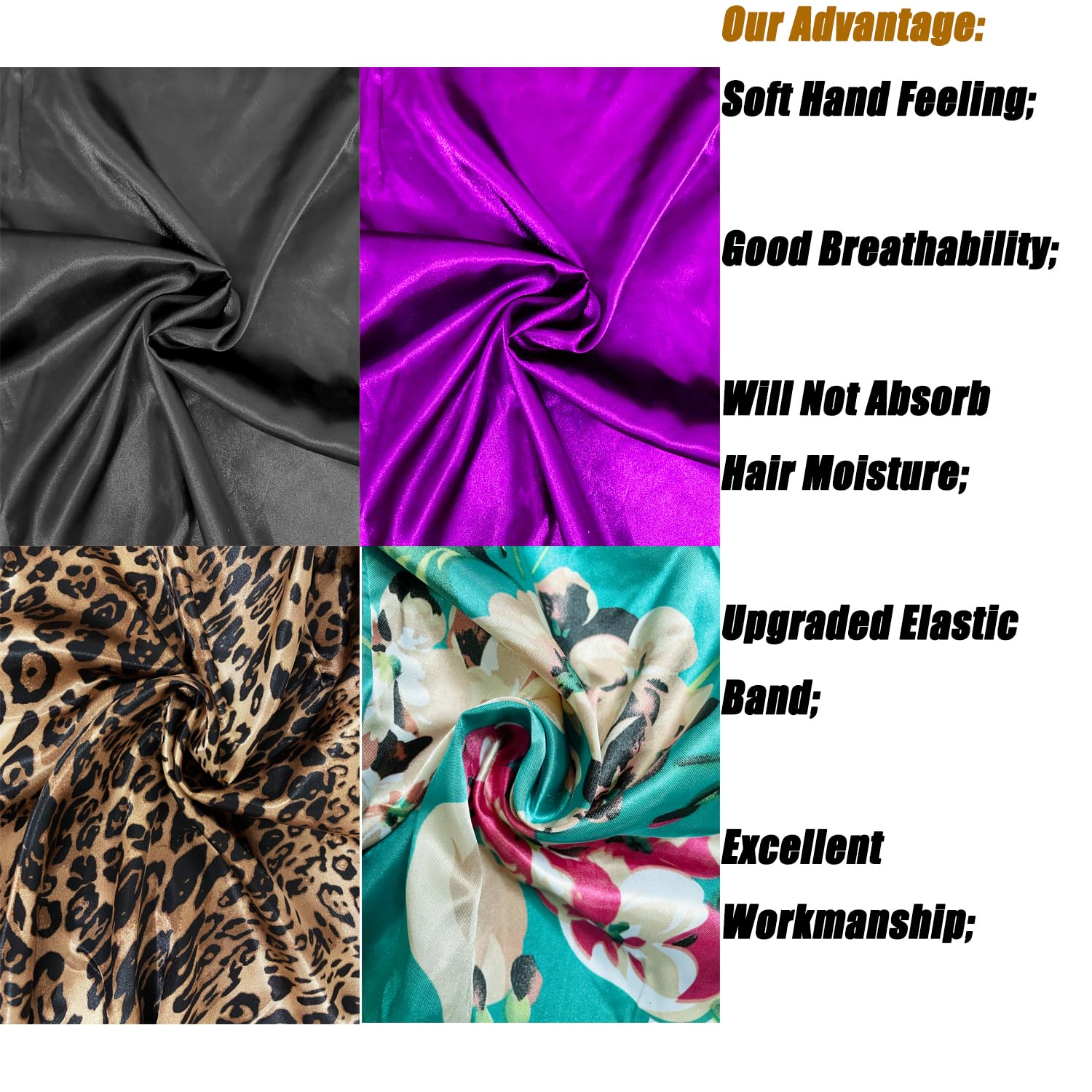 Long silky sleep cap for braids displayed on a model to show extended length and fit.