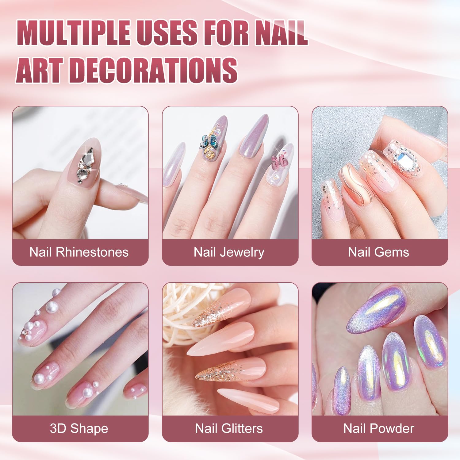 Three tubes of Mekk 15g rhinestone nail adhesive