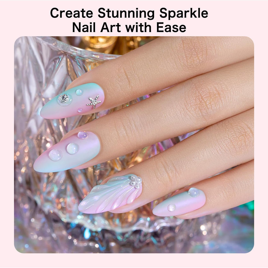 Creaglam rhinestone glue long lasting manicure results on hand