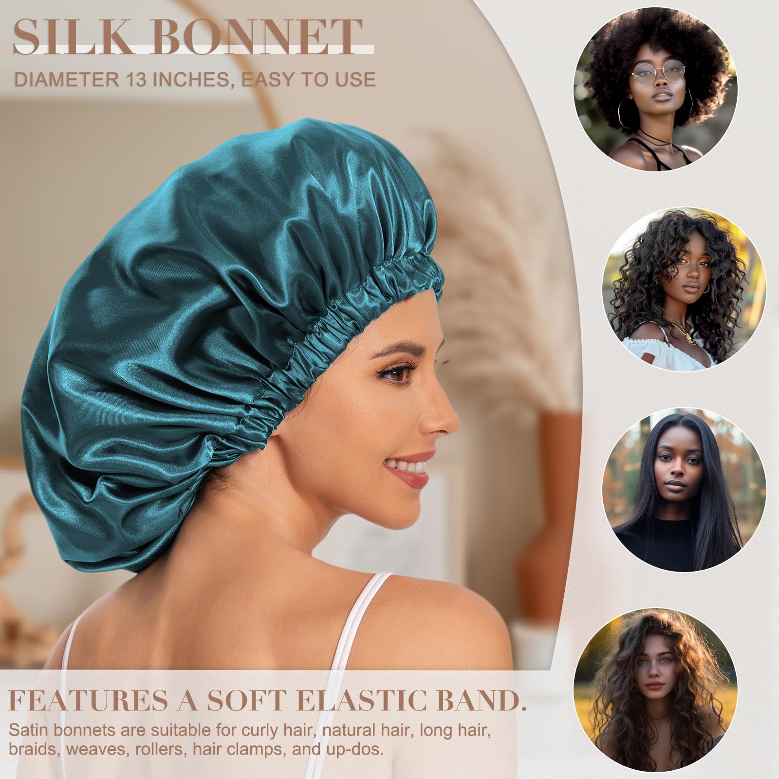 Double layer material closeup of edoneery blue zircon hair bonnet