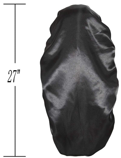 Wbfwbb satin sleeping cap long bonnet for braids showcasing the stretchable elastic band comfort