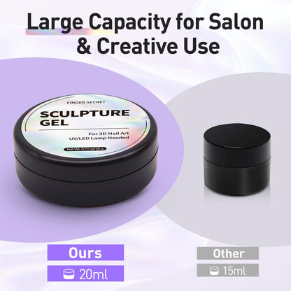 Nail artist using tools to shape 3D sculpting gel on a nail
