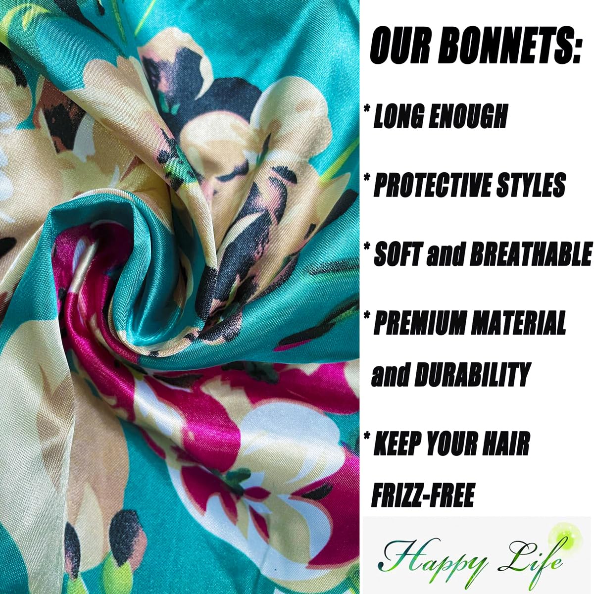 Premium lightweight satin headwrap showing close up texture of soft skin friendly fabric material