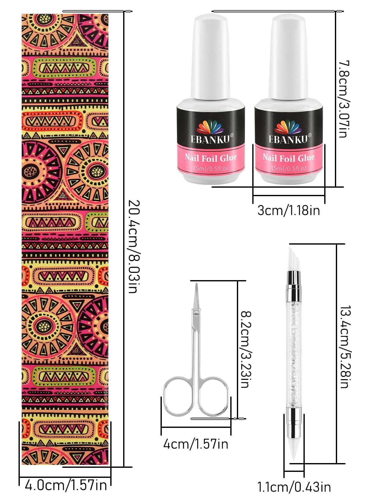 Ebanku nail art kit with stickers and included tools
