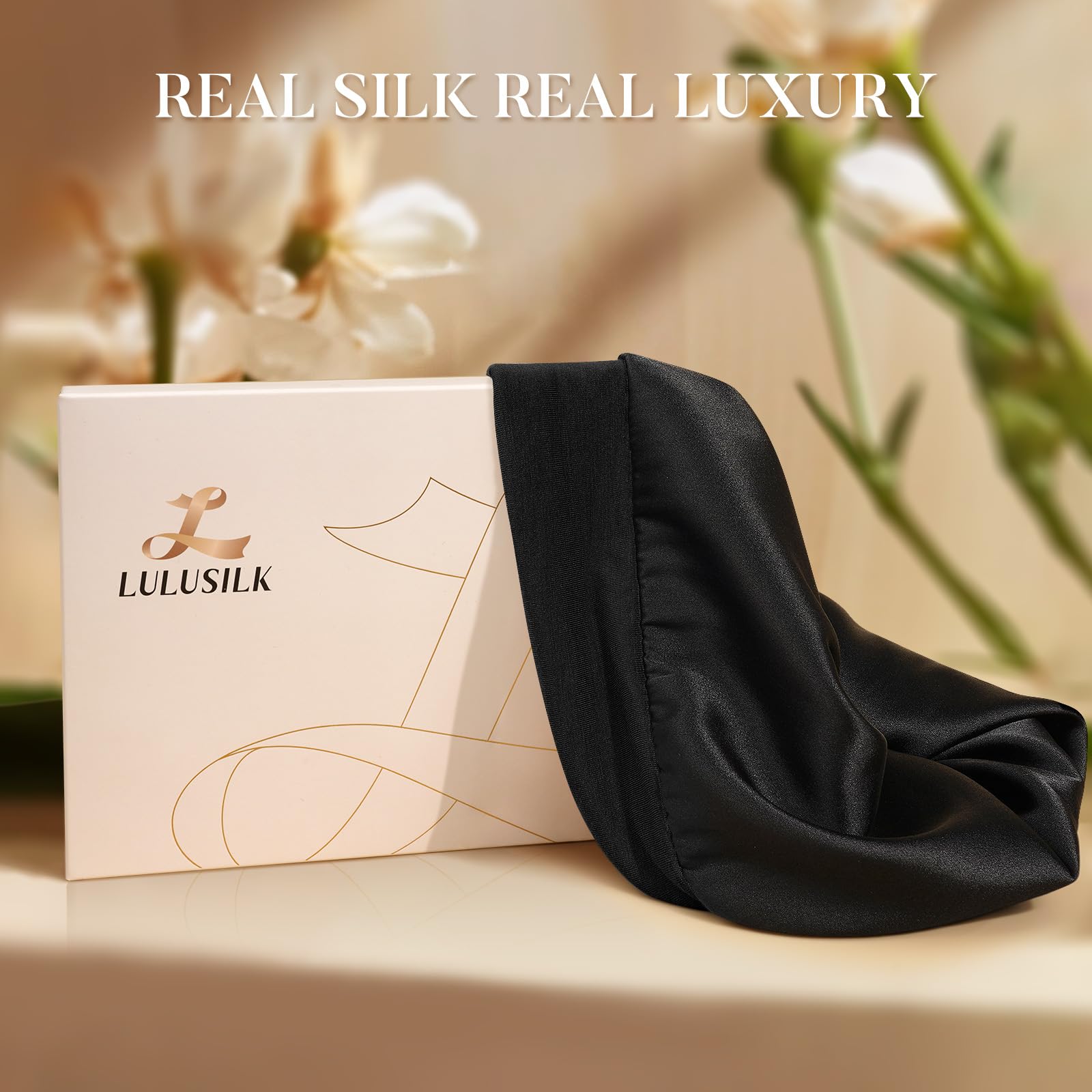 Side profile of the unisex silk beanie showing ample hair capacity