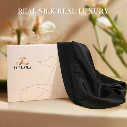 Side profile of the unisex silk beanie showing ample hair capacity