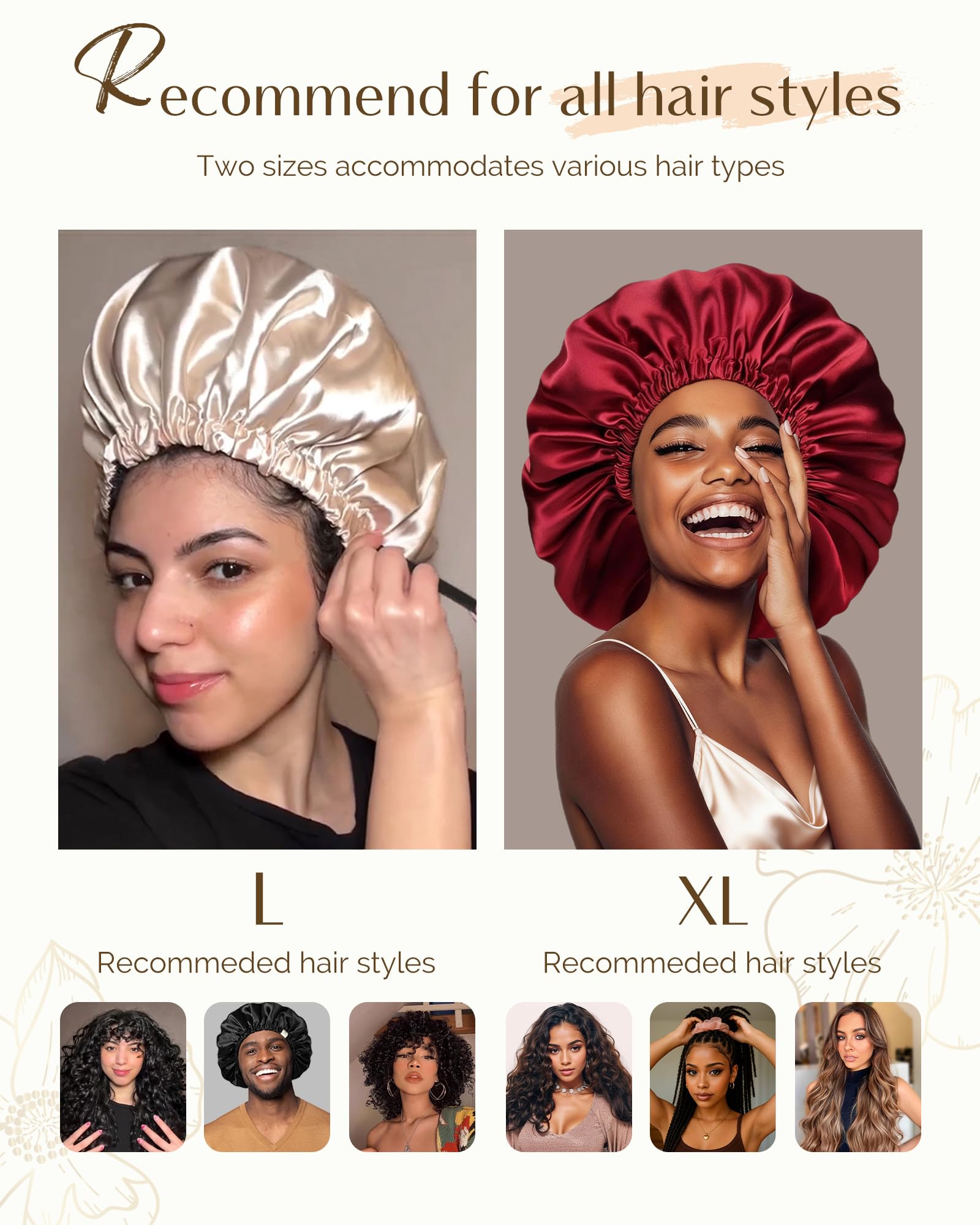 Side profile of a woman wearing the extra large YANIBEST hair bonnet for protective braid care.