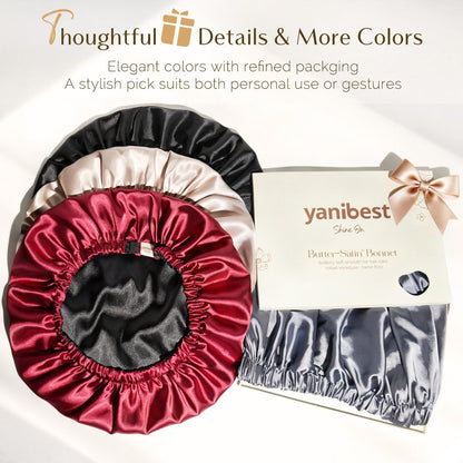 Packaging presentation of the authentic imported YANIBEST premium overnight hair wrap cap.