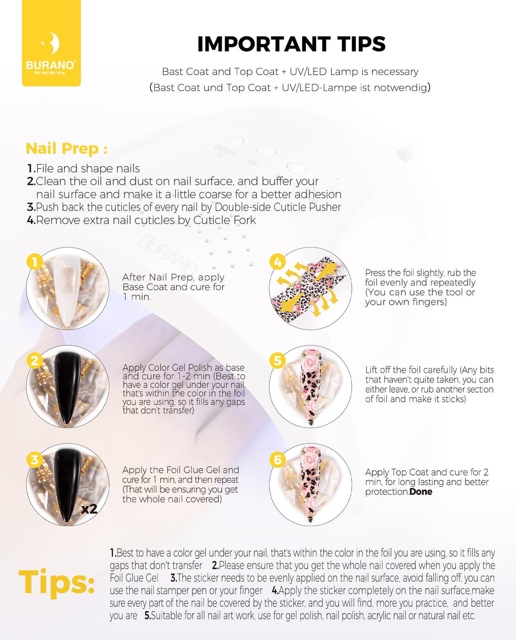 Complete Burano nail foil kit laid out with all components