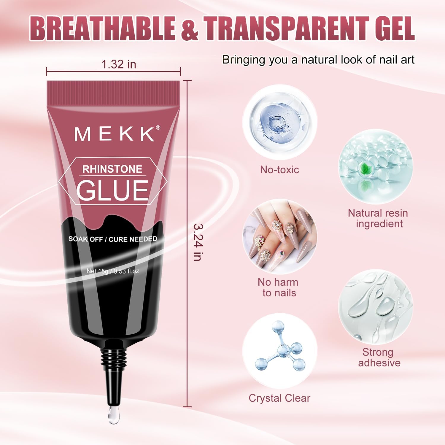 Close up of Mekk nail gem adhesive gel texture