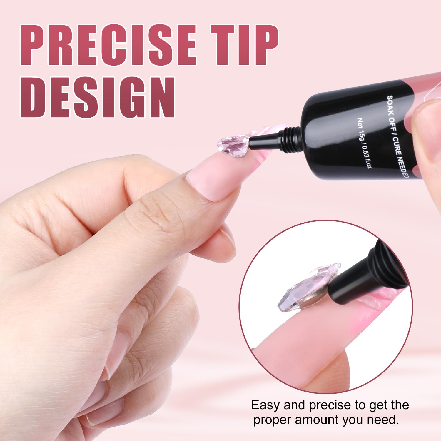 Mekk no wipe nail charm glue bottle top view
