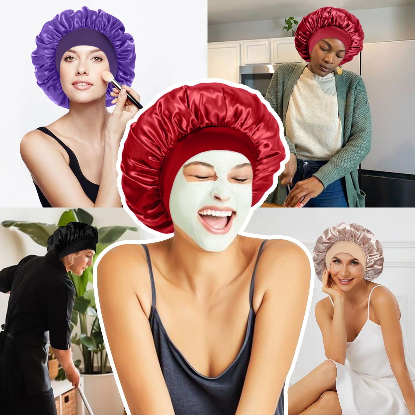 LEADUWAY premium silk satin beauty bonnet combo pack packaging view