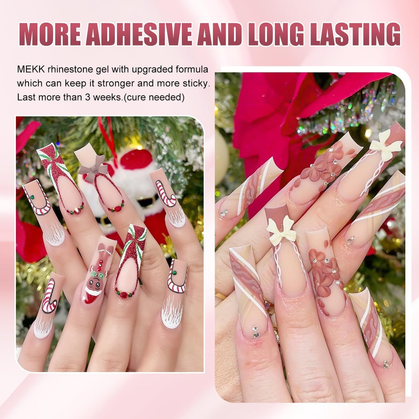 Example of rhinestone application on natural nails