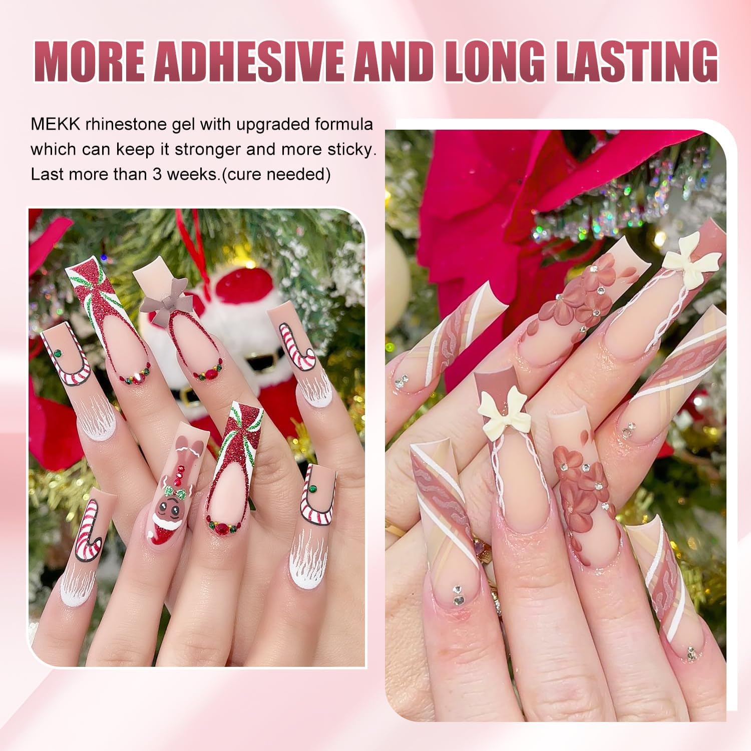 Example of rhinestone application on natural nails