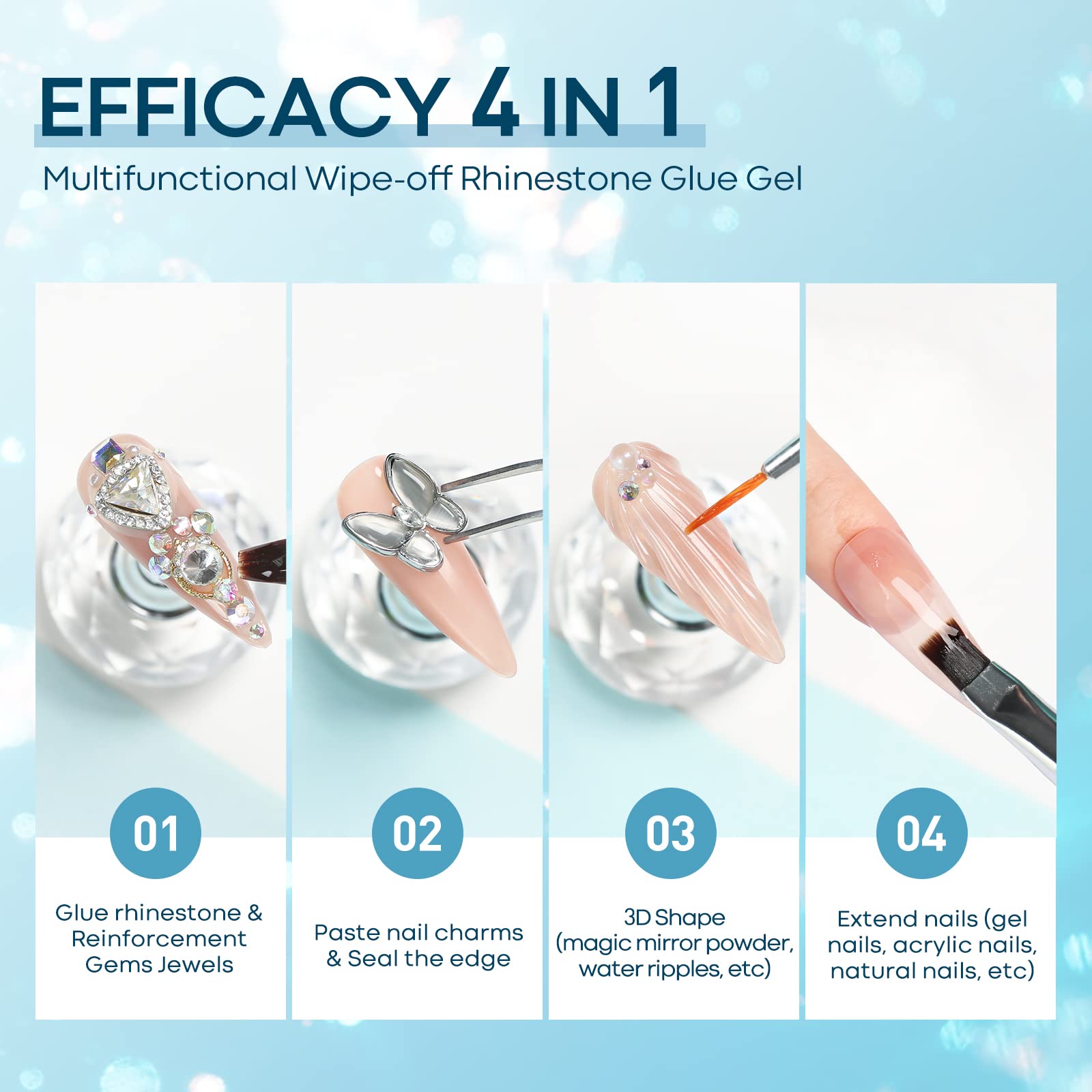 Application of nail charms with Modelones dual-use brush