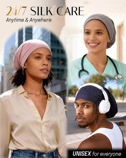 OLESILK authentic USA imported real silk hair bonnet packaging display for premium beauty care