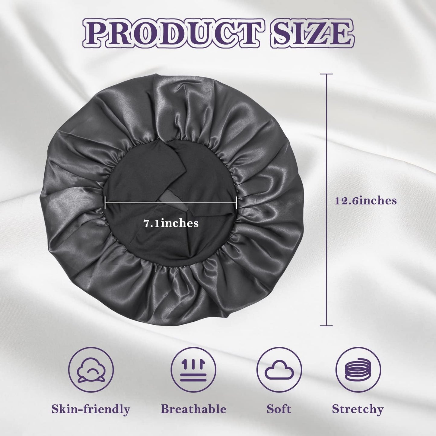 ZHENSILK protective satin hair cap pack of two designed for curly and braided hair types.