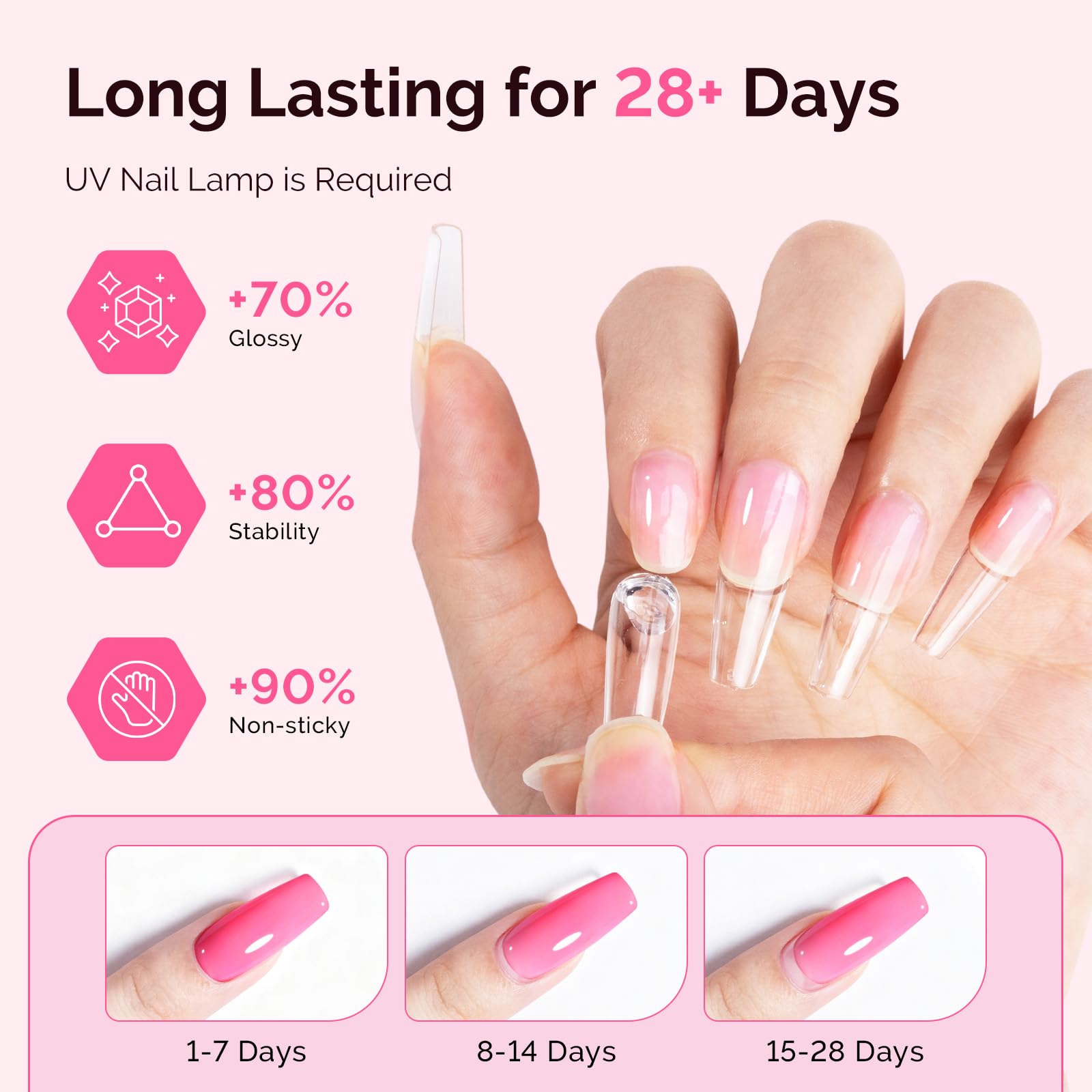 MelodySusie nail extension application using clear solid builder gel