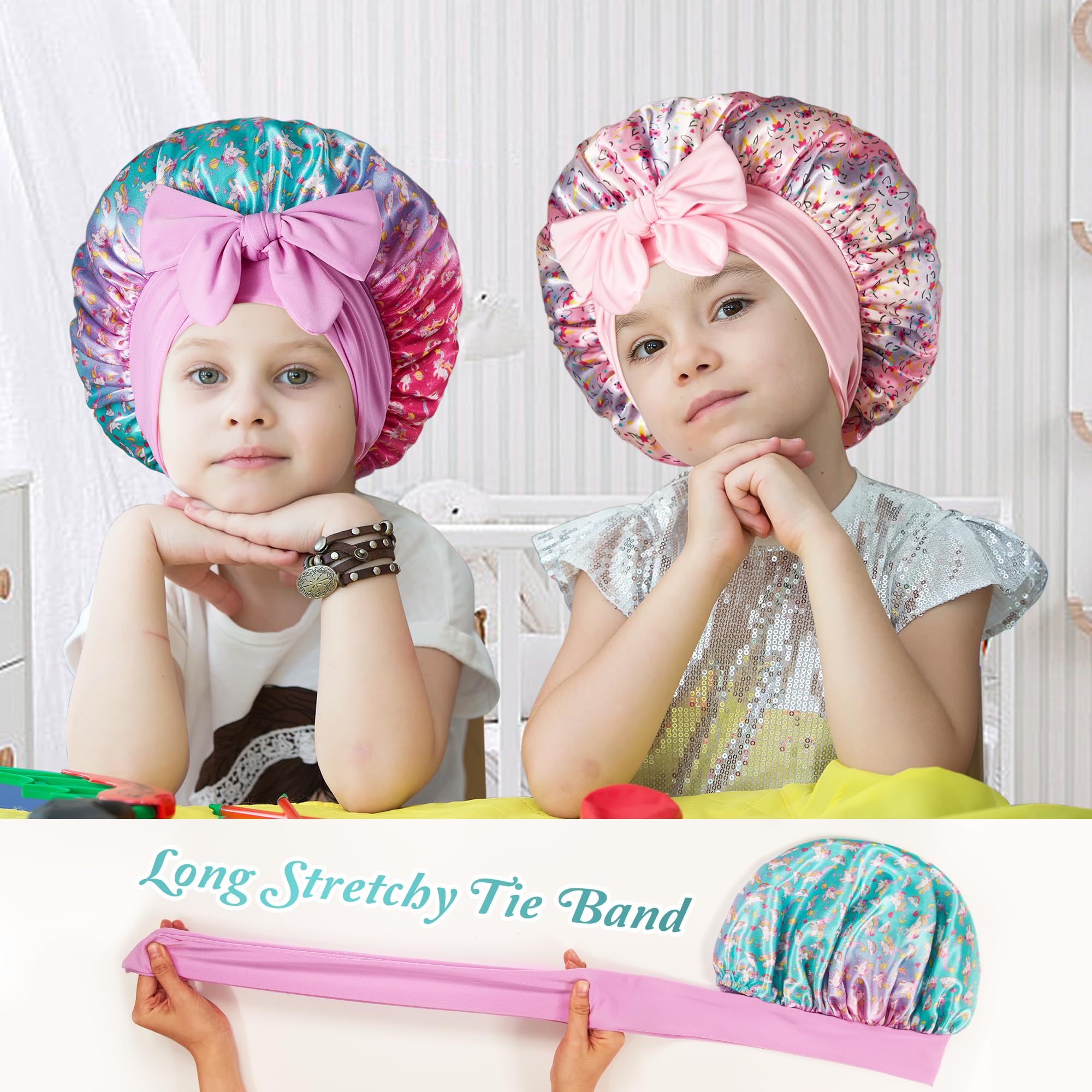 Detailed texture view of the breathable hypoallergenic satin fabric used in the kids bonnet collection.