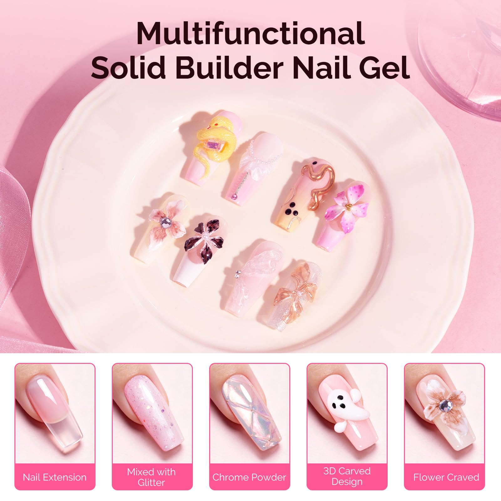 Applying rhinestones to nails using MelodySusie builder gel glue
