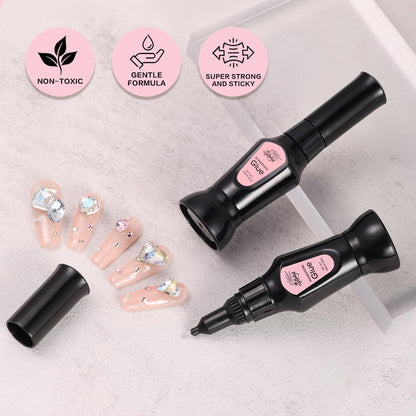 Brille Bee Gellaktik nail glue bottles on display