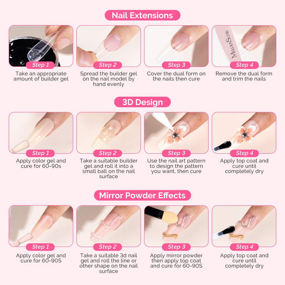 MelodySusie solid builder nail gel complete manicure application set