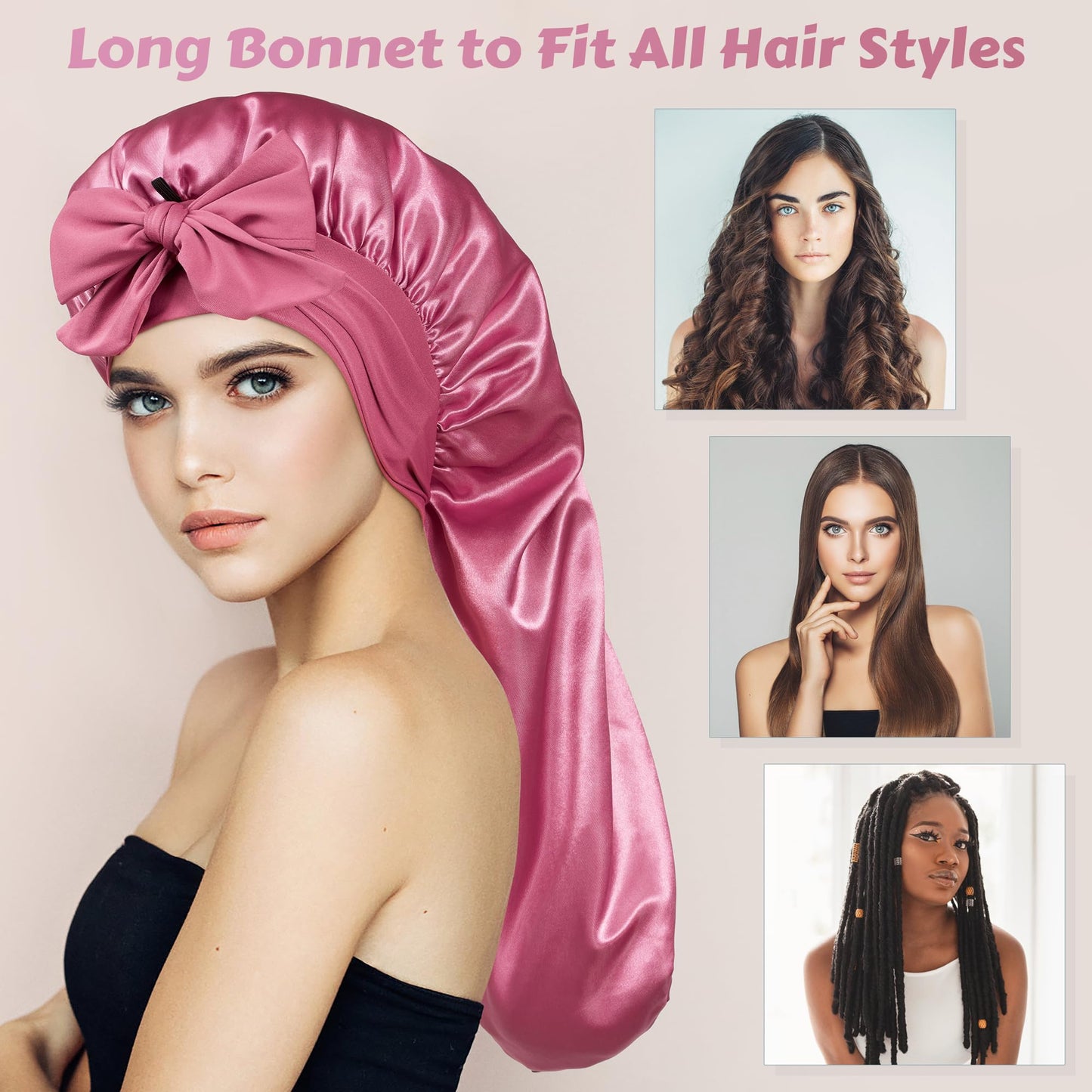 Back view of the oversized ROYBENS long bonnet displaying how it comfortably accommodates thick dreadlocks.